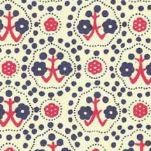 Red and Blue Tree and Flower Print Italian Paper ~ Carta Varese Italy